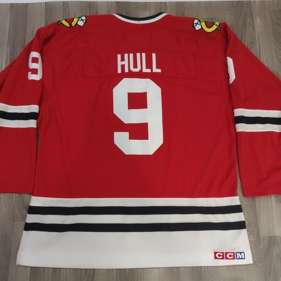 Vtg Bobby Hull CCM NHL Chicago Blackhawks Heroes Of Hockey Red Jersey Mns Sz XXL